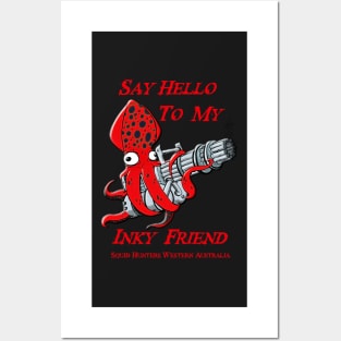 Squid Hunters WA Team Red Font Say Hello Posters and Art